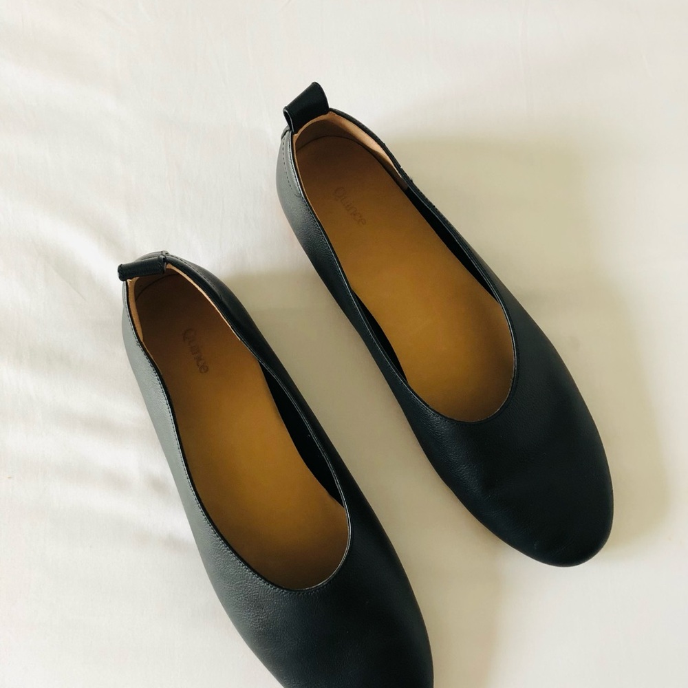 Quince Black Leather Glove Ballet Flats